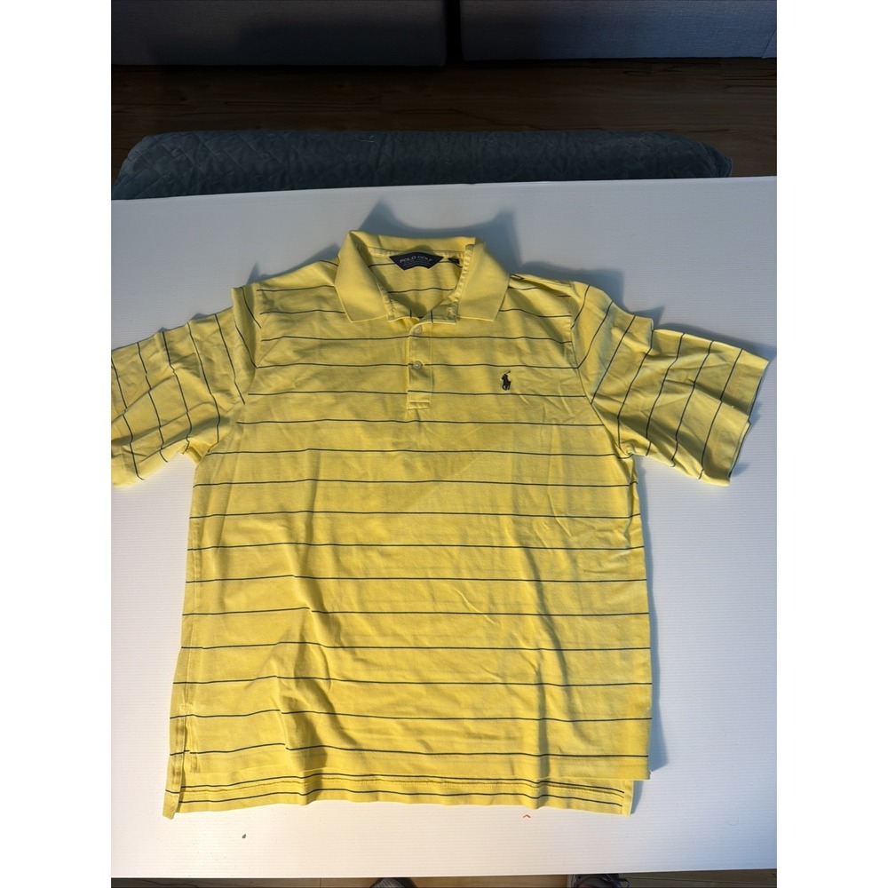 Ralph Lauren Mens Golf Polo Xl Yellow/black Stripe